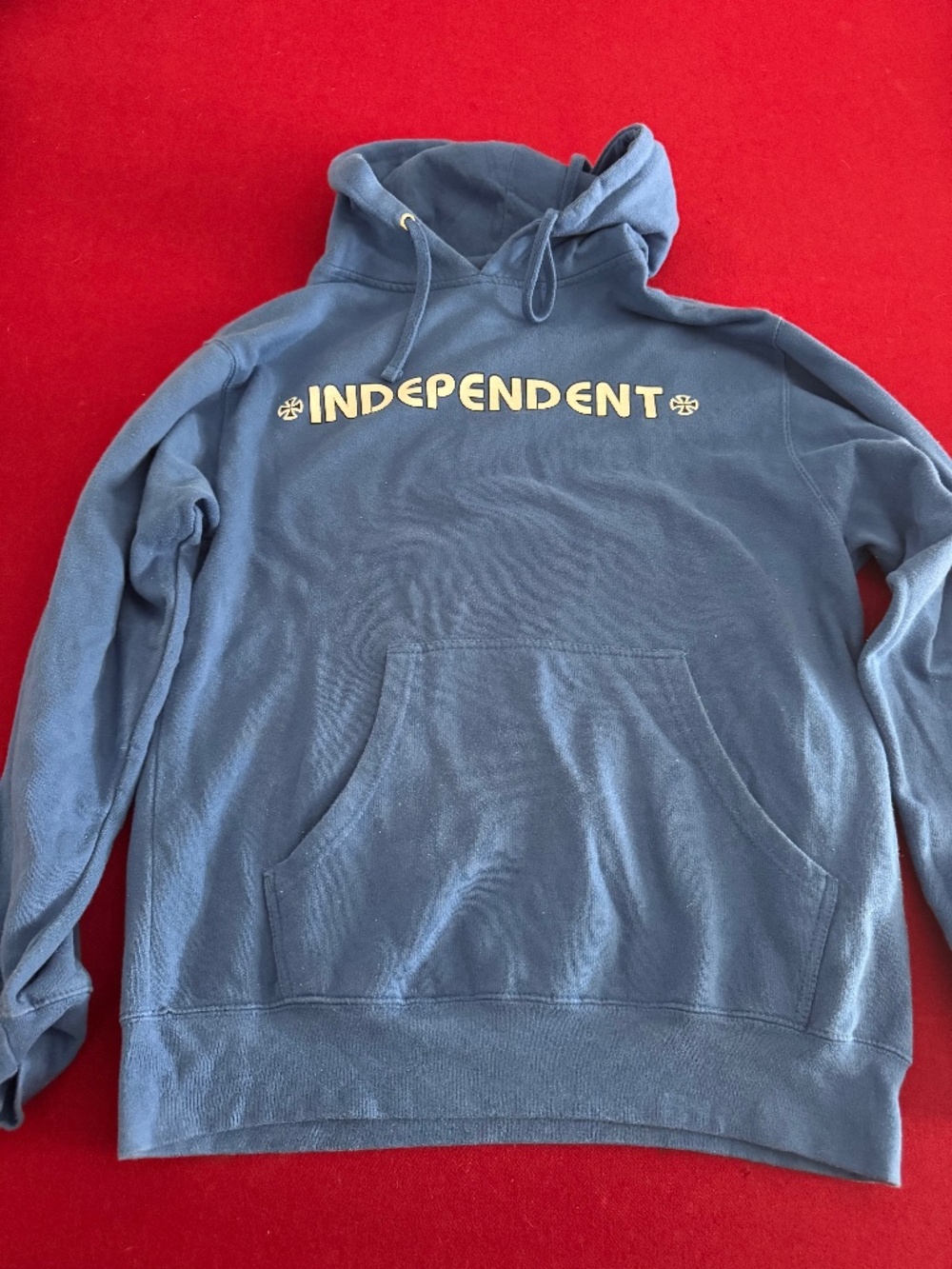 Independent, classic style blue hoodie, men’s size medium